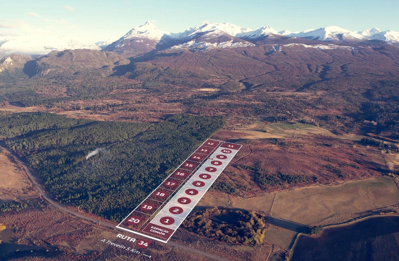 Mapa del loteo en Trevelin